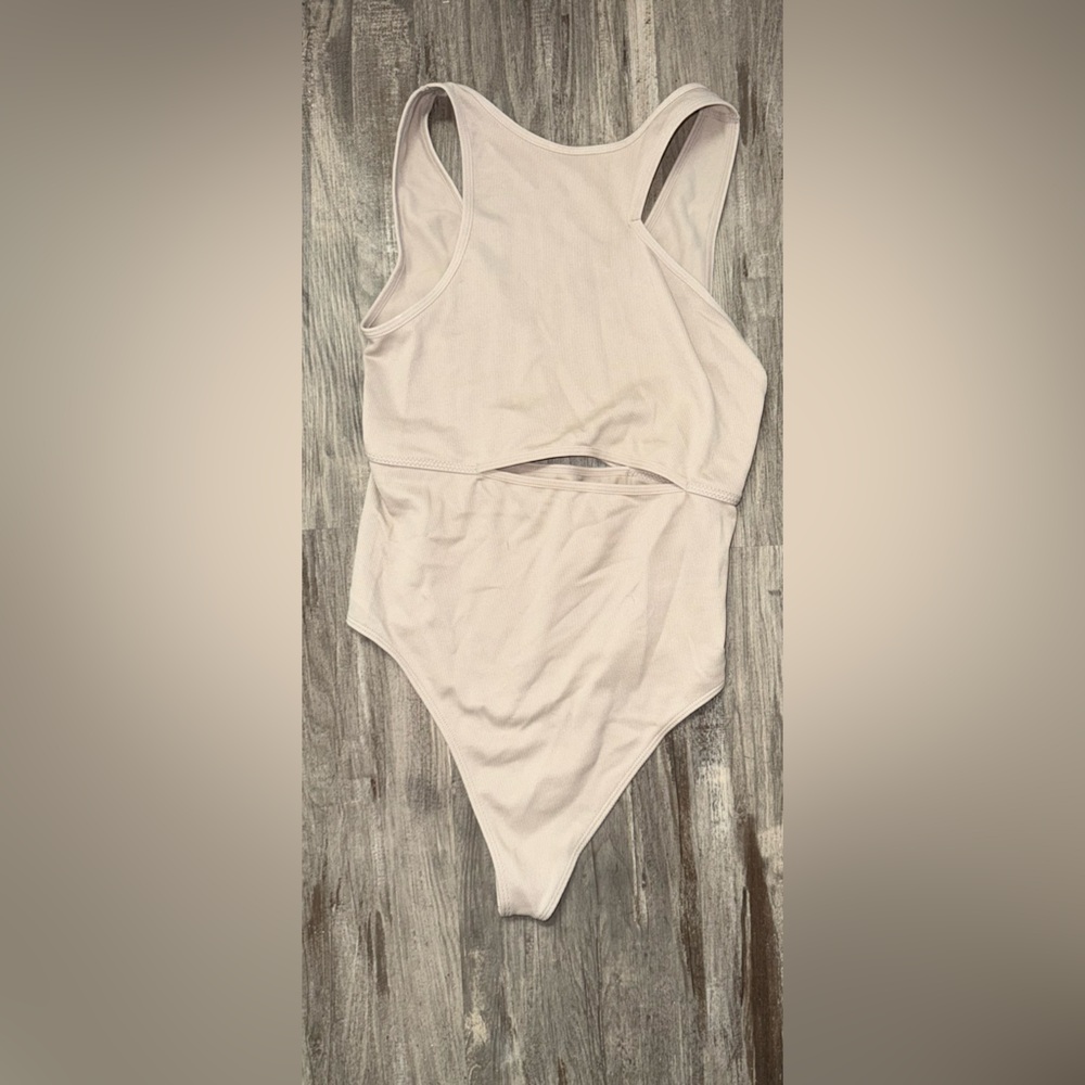Cream Asymmetric, Cutout and Sleeveless Bodysuit